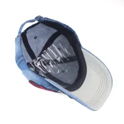 Jeans baseball cap with red rose