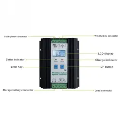 Controlador12V PWM controlador híbrido de energía solar - control inteligente digital - regulador de carga