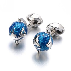 Mode Manschettenknöpfe mit blau drehbarem Globus