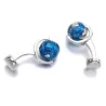 Fashion cufflinks with blue rotatable globe