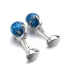 Fashion cufflinks with blue rotatable globe