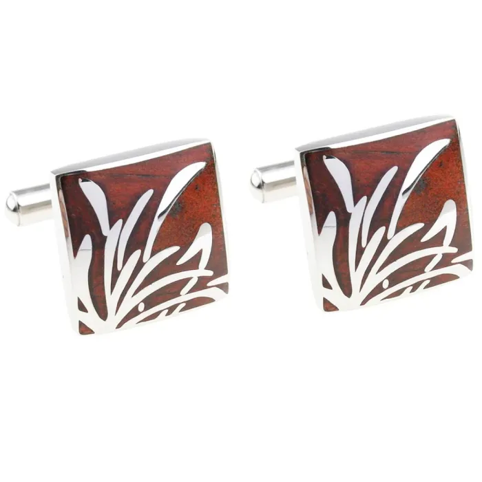 Elegant square rosewood cufflinksCufflinks