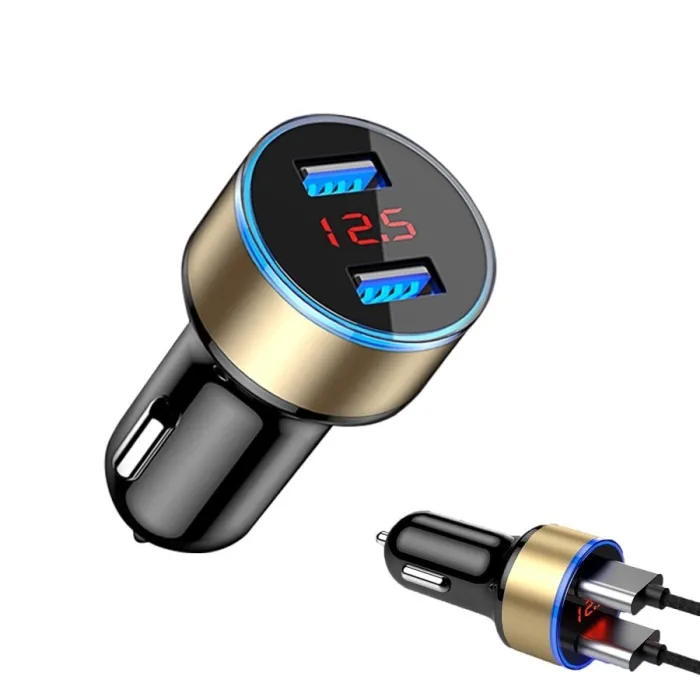 Carregador de carro de smartphone universal 5V 3.1A com USB duplo e LED