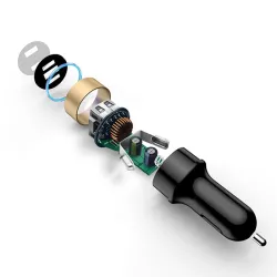 Carregador de carro de smartphone universal 5V 3.1A com USB duplo e LED