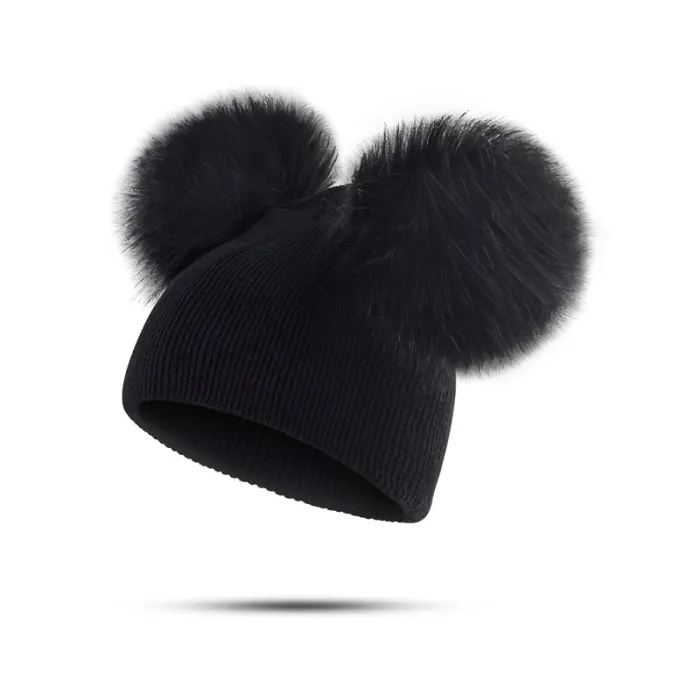Gorras y sombrerossombrero de invierno para niños con pom fur