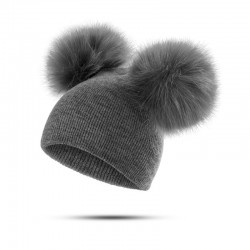 Cappello invernale per bambini con pom di pelliccia