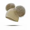 Chapéu de inverno infantil com pele pom pom