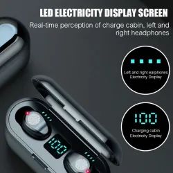 V5.0 F9 TWS trådlös Bluetooth hörlur - LED display - 2000mAh power bank - headset med mikrofon