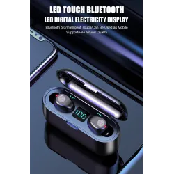 AuricularesAuricular Bluetooth inalámbrico V5.0 F9 TWS - Pantalla LED - banco de potencia 2000mAh - auricular con micrófono