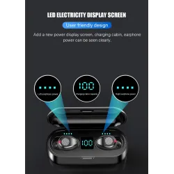 V5.0 F9 TWS langaton Bluetooth-kuuloke - LED-näyttö - 2000mAh-virtapankki - kuulokkeet mikrofonilla