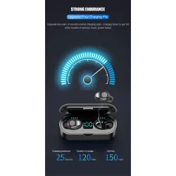 V5.0 F9 TWS wireless Bluetooth earphone - LED display - 2000mAh power bank - headset with microphone