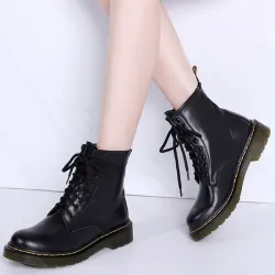 Echtes Leder mit warmem Plüsch - Damenschuhe - Gummisohle - Herbst - Winter