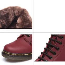 Echt leer met warme pluche - dameslaarzen - rubberen zool - herfst - winterLaarzen