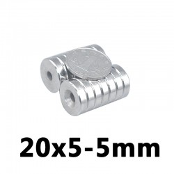 N35 neodymium countersunk magnet sormus - 20 * 5-5mm reikä - 5 kappaletta