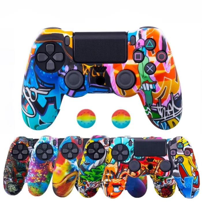 Playstation Dual Shock PS4 Pro Slim - skyddande hud för controller & 2 tummen stick grepp caps