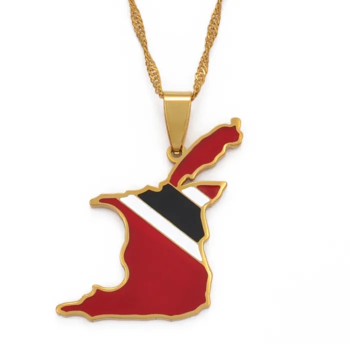 Trinidad & Tobago karttalippu - kultainen kaulakoru