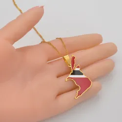 Trinidad & Tobago karttalippu - kultainen kaulakoru