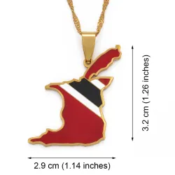 Trinidad & Tobago karttalippu - kultainen kaulakoru
