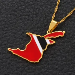 CollaresColgante de la bandera de Trinidad y Tobago - collar de oro
