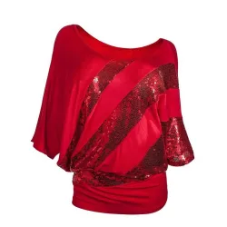 Shiny sequin shirt - short sleeve top