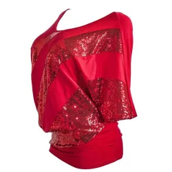 Shiny sequin shirt - short sleeve top