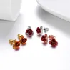 Gold stud earrings with red rose