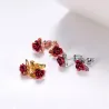 Gold stud earrings with red rose