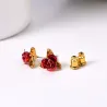 Gold stud earrings with red rose