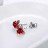 Boucles d'oreilles en or avec rose rouge