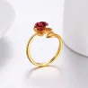 Anello in oro e argento con rosa rossa - regolabile