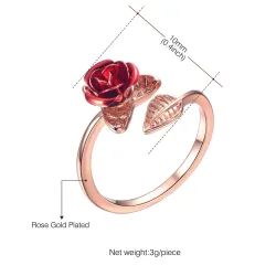AnillosAnillo de oro de plata con rosa roja - ajustable