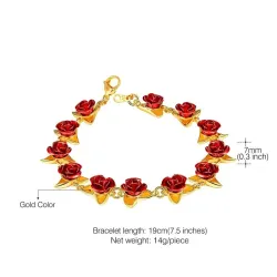 Bracciale in oro e argento con rose rosse