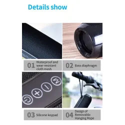 Altavoz BluetoothTG117 Bluetooth inalámbrico altavoz - impermeable - columna - TF tarjeta - FM radio - AUX