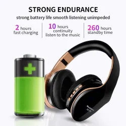 Wireless Bluetooth headphones - noise cancelling - foldable - stereo bass - adjustable earphones with microphone