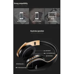 Trådlösa Bluetooth-hörlurar - bulleravbokning - vikbar - stereobas - justerbara hörlurar med mikrofon
