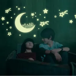 Estrelas & lua & galáxia - adesivos fluorescentes brilhantes