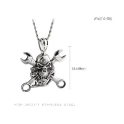 Ruostumaton teräs & kallo - punk-tyylinen kaulakoru