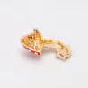Red enamel mushroom crystal brooch