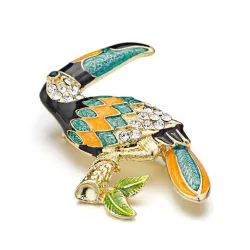 Elegant brooch with crystal toucan bird