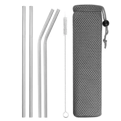 Reusable - cannucce in acciaio inox - set con borsa