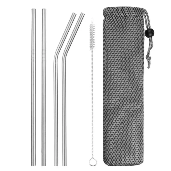 Reusable - cannucce in acciaio inox - set con borsa