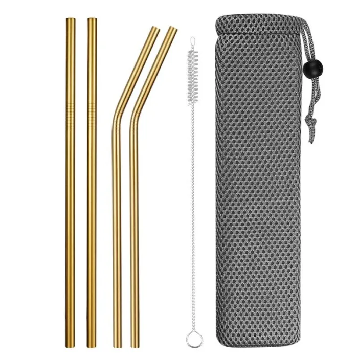 Reusable - cannucce in acciaio inox - set con borsa