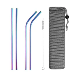 Reusable - cannucce in acciaio inox - set con borsa