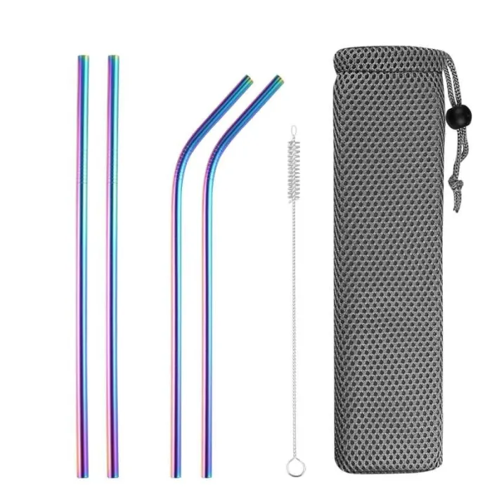 Reusable - cannucce in acciaio inox - set con borsa