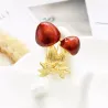 Red enamel - mushroom - brooch