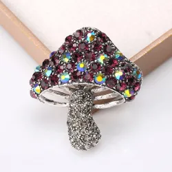 Mushroom with värikkäät kristallit - brooch