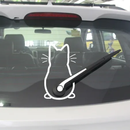 Vinyyli tarra kissa taka-auton tuulilasin ja wiper
