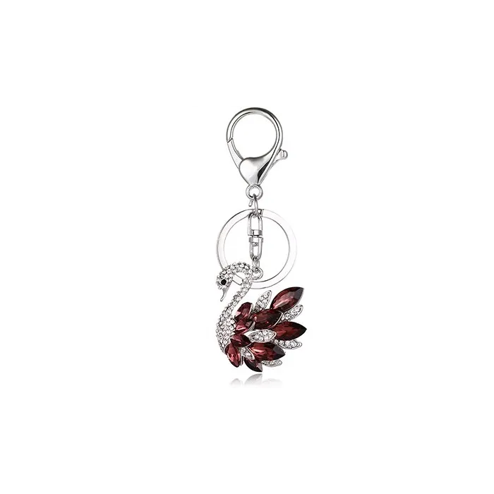 Crystal swan - keychain