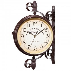 RelojesEstación de estilo antiguo - reloj de pared de metal doble lado