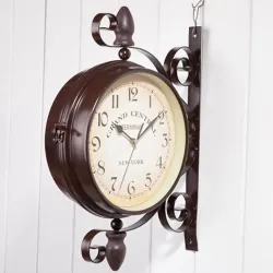 Antike Station - doppelseitige Metall Wanduhr